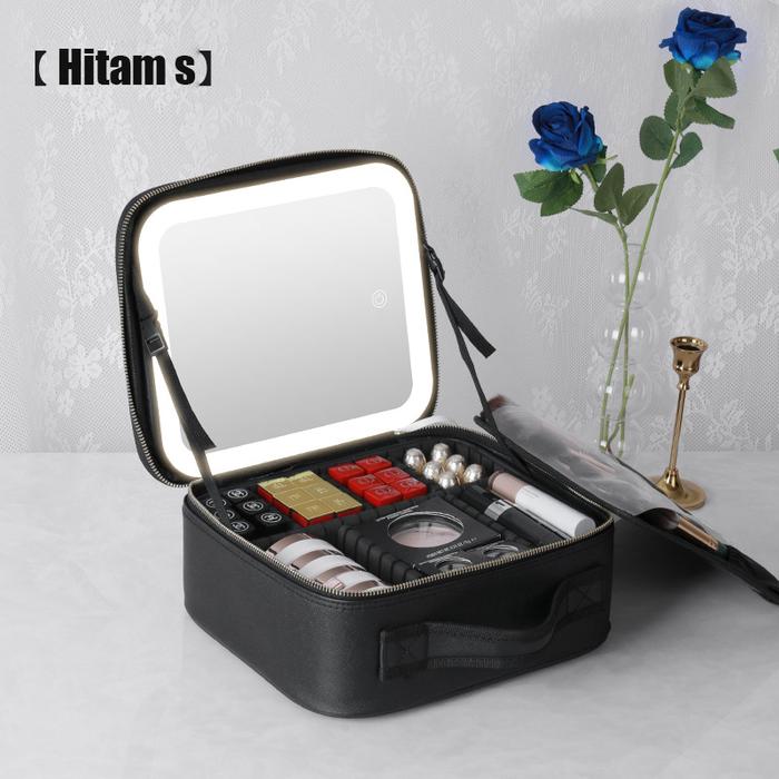 Gambar MELEDE Tas Makeup Lampu LED Rias Cermin /Tas Kosmetik Beauty Case - Hitam S dari MELEDE undefined Tokopedia