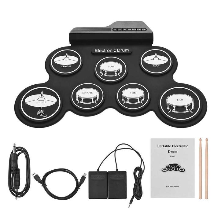 Gambar Drum Perkusi Elektrik Electronic Digital Drum Kit Folding USB Power - Putih 7 pads dari EL KAREEM STORE undefined Tokopedia