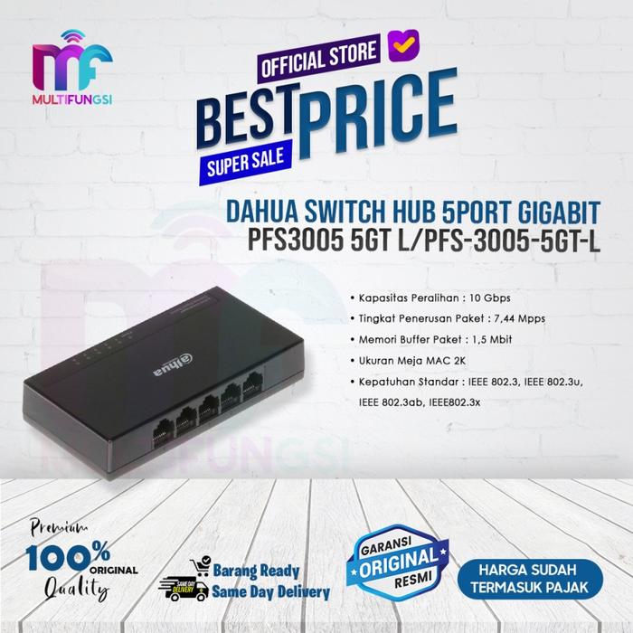 Gambar Dahua Switch Hub 5port Gigabit Pfs3005 5gt L/Pfs-3005-5gt-L - 5 PORT dari Multifungsi Online undefined Tokopedia