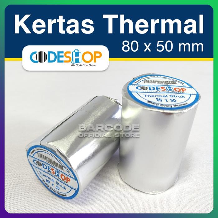 Gambar Kertas Thermal Supplies Printer Bluetooth Ukuran 80 x 50 / 80x50 mm - Codeshop 80x50 dari Barcode Store Solutions undefined Tokopedia