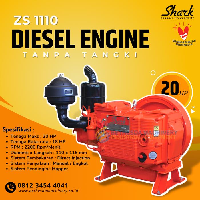 Gambar Diesel 20 HP SHARK 20 PK / Engine 20hp diesel ZS1110-WO Hopper - TANPA TANGKI dari Engineering Machine undefined Tokopedia