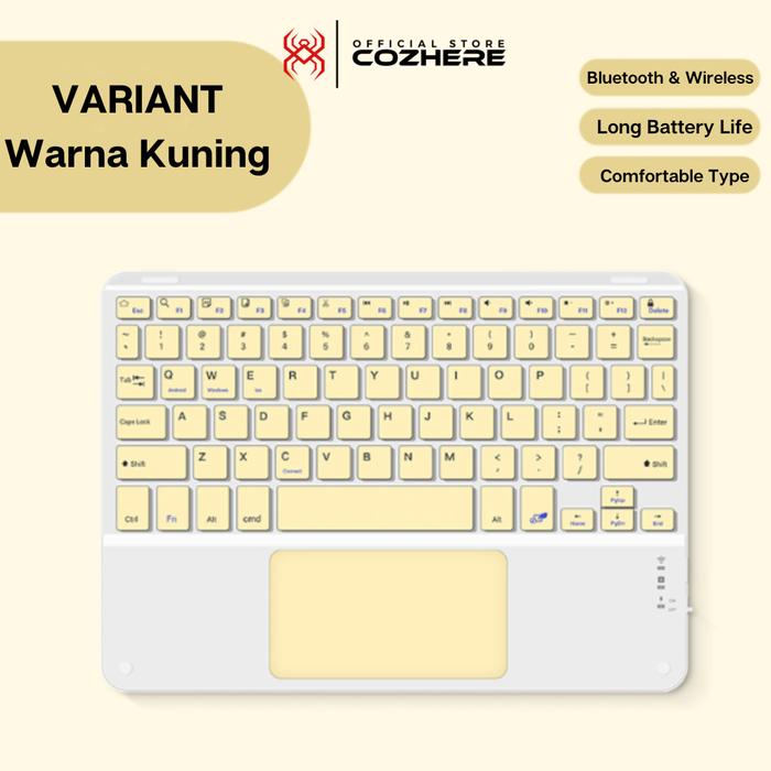 Gambar Keyboard Wireless Bluetooth Mini Keyboard Touchpad Backlight Backlit - PutihKuning dari CozHere undefined Tokopedia