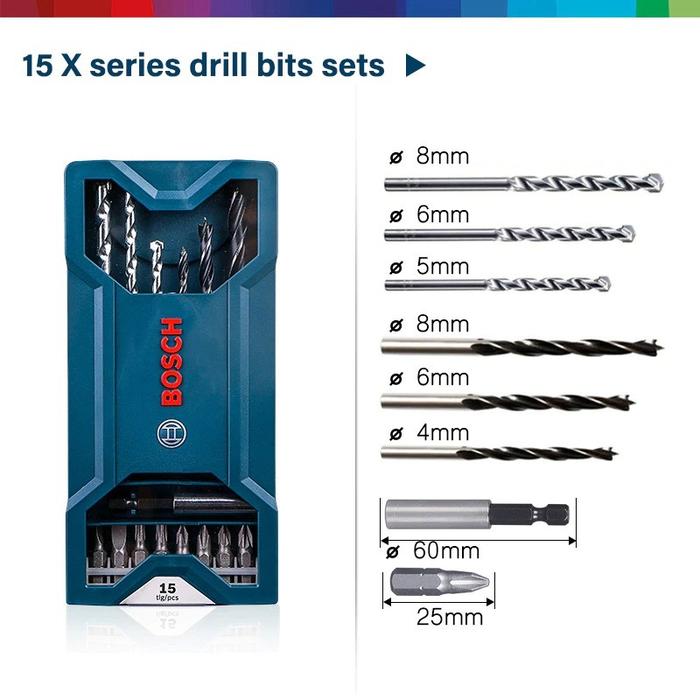 Gambar Bosch X-LINE SERIES Drill & Screwdriver Bit Set / Mata Bor & Obeng Set - 15 X-LINE dari Bosch Tools Authorized MGK undefined Tokopedia