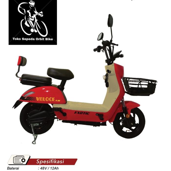 Gambar Sepeda Listrik EXOTIC VELOCE 1.5 48V 12AH 500 WATT - Peach Red dari Toko Sepeda Orbit Bike undefined Tokopedia