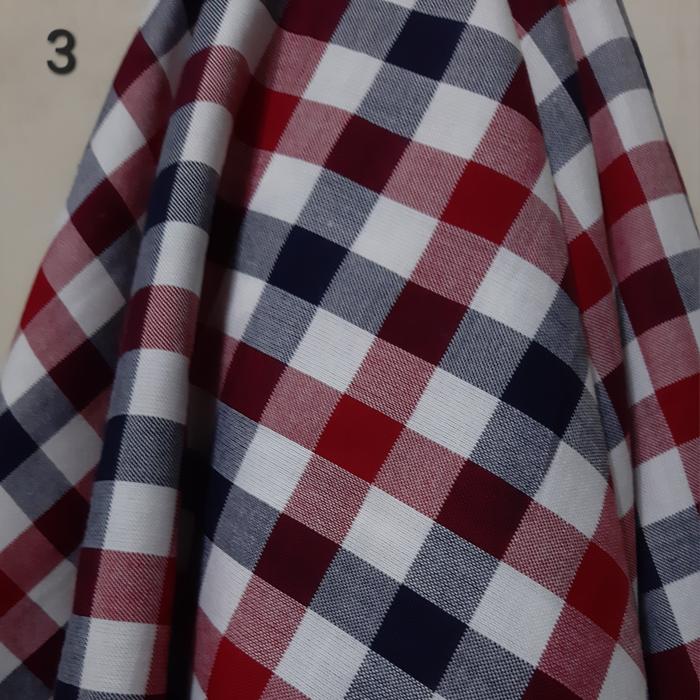 Gambar Kain Kotak Semi Wool ( pink, kuning, merah/biru, hijau, biru ) - Merah Muda/Abu dari ANBC STORE undefined 5 Tokopedia
