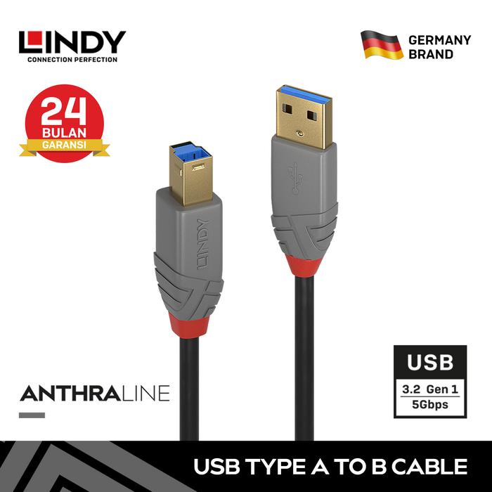 Gambar Kabel USB LINDY Type A to Type B Audio Printer USB 3.0 5Gbps, 3M dari LINDY INDONESIA undefined Tokopedia