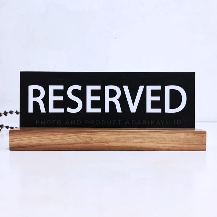 Gambar Papan Penanda Reserved / Sign Reserved - Hitam dari @darikayu.id undefined Tokopedia