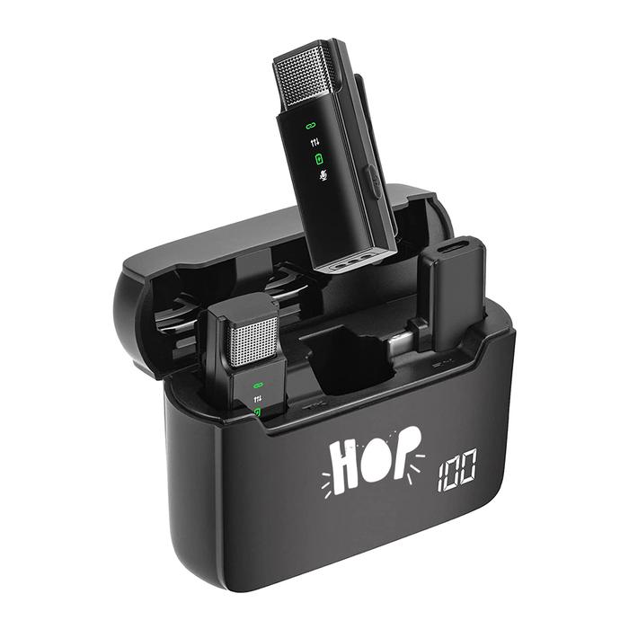 Jual S16 Dual Mic Wireless Lavalier Display Charger Clip On Type C