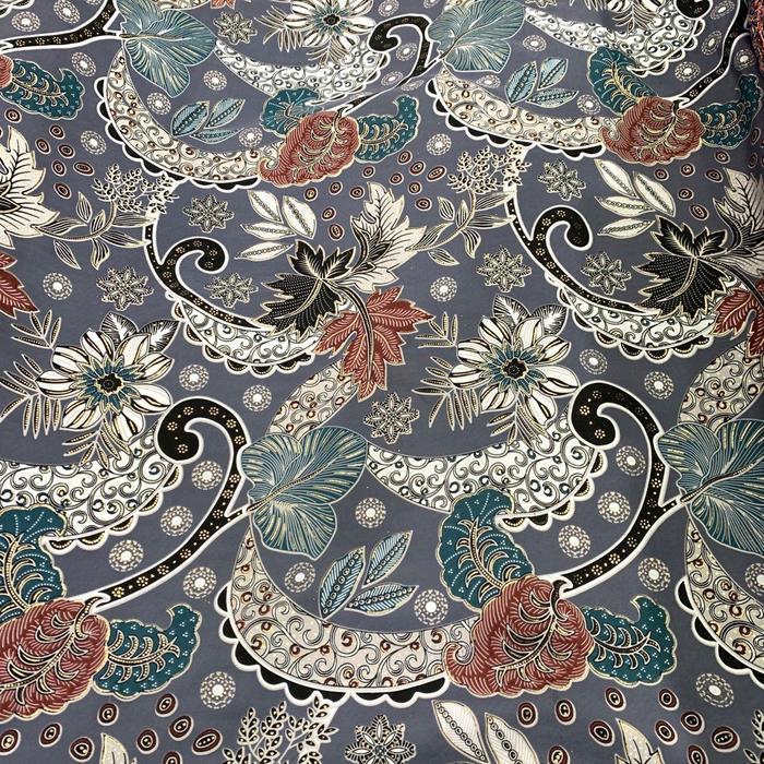 Gambar KAIN BATIK METERAN BAHAN BSY FOIL MOTIF BATIK ABS ARM 007 - purple grey dari Santoso textile undefined Tokopedia