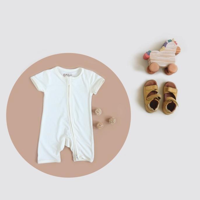 Gambar Best Seller Emico TENCEL Baby Romper Short 0-18mos - Vanilla, 12-18 dari benz official32 undefined Tokopedia