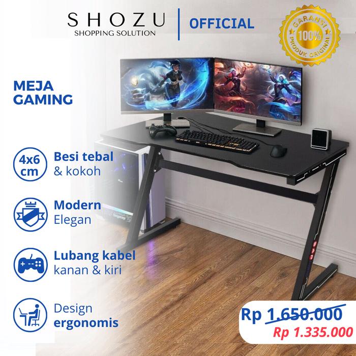 Gambar Meja Gaming Komputer Gaming Desk Ergonomis Meja Kerja Meja PC Gaming - DOUBLE BLACK dari Shozu Shopping Solutions Jkt undefined Tokopedia