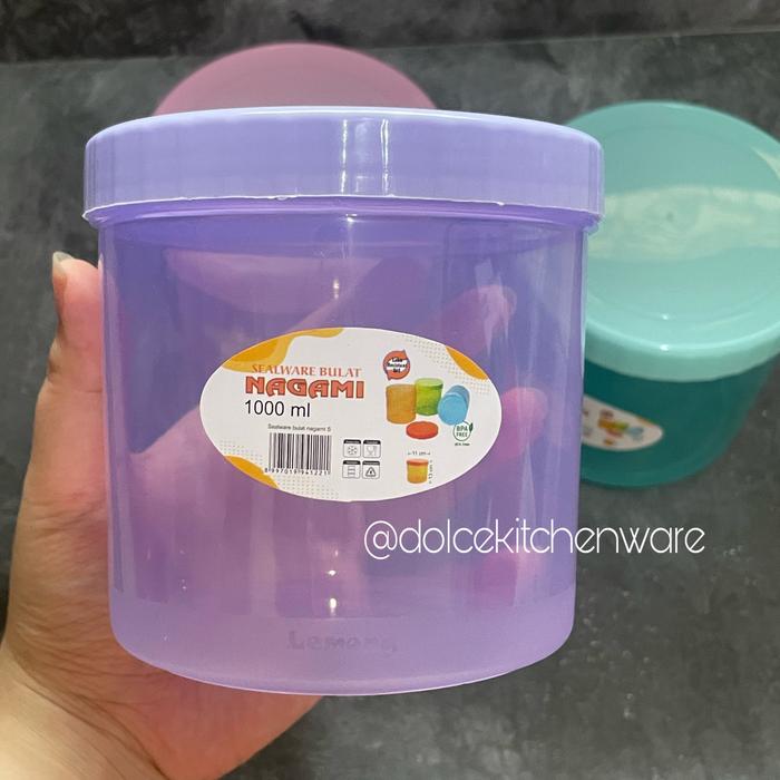 Gambar Nagami Sealware Bulat Toples Plastik Tutup Putar Drat Warna 1000 ml - Ungu dari dolce kitchenware undefined Tokopedia