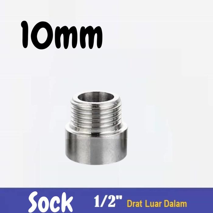 Gambar SOCK NEPEL SOK DRAT LUAR DALAM 1/2 " SAMBUNGAN PIPA STAINLESS 3mm - 10mm dari Denpasar@store undefined Tokopedia