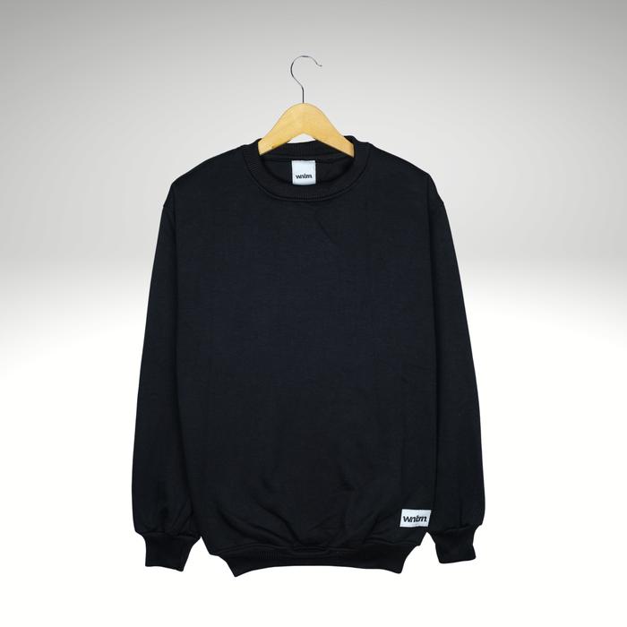 Gambar Sweater Hoodie Polos Hitam Crewneck Pria Polos Basic Oversize Jumbo - Hitam, M dari Tapaz Shop undefined Tokopedia