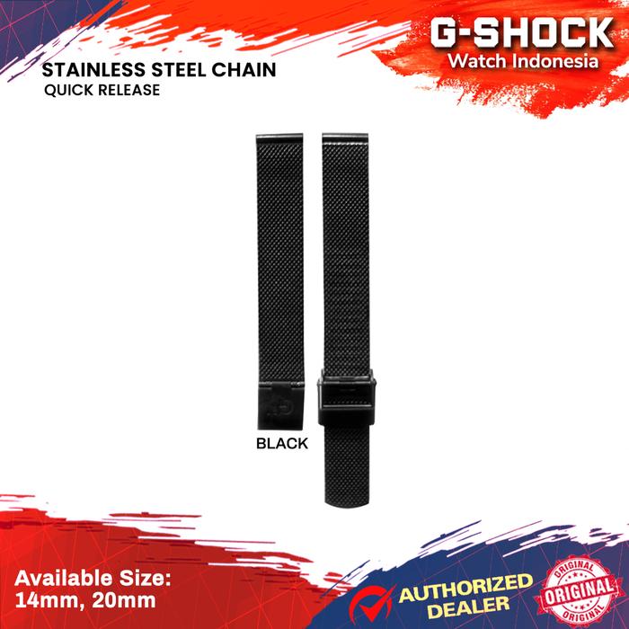 Gambar Tali Jam 14mm / 20mm Bahan Rantai Pasir Stainless Steel / Strap Jam - Black, 14mm dari G-Shock Watch Indonesia undefined Tokopedia