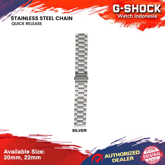 Gambar Tali Strap Jam Tangan Rantai Stainless Steel Bracelet 20mm 22mm 24mm - Silver, 24mm dari G-Shock Watch Indonesia undefined Tokopedia