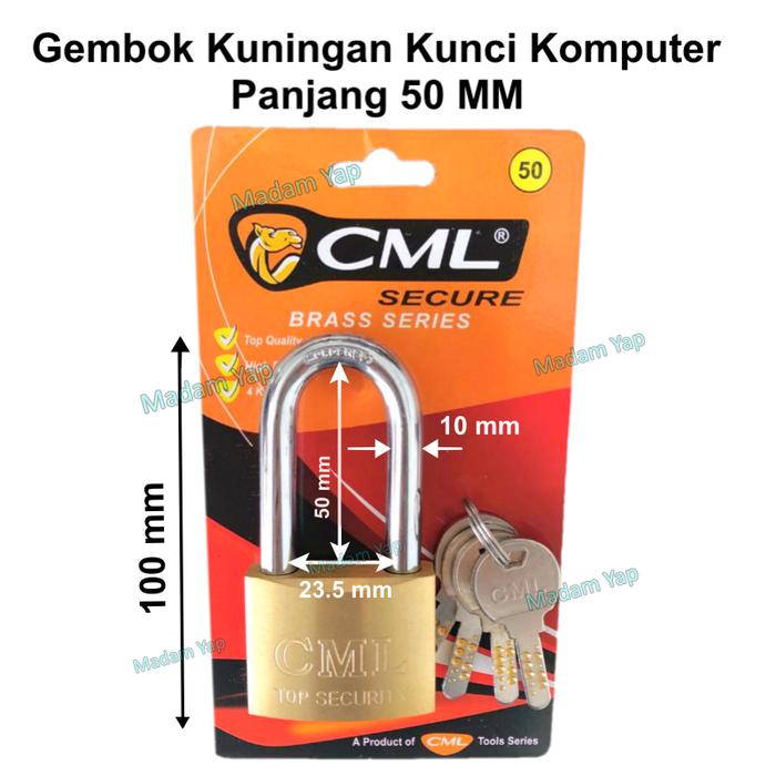 Gambar Gembok Pintu Pagar Kuningan Panjang 40 50 60 MM Kunci Computer Key - 50L Kuningan dari Madam Yap undefined Tokopedia
