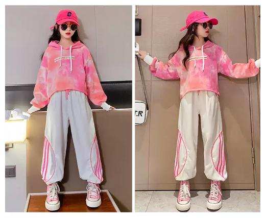 Gambar Setelan sweater hoodie anak perempuan | Set baju anak cewek smile pink - Abstract Pink, Size 120 dari Kbabynkids undefined Tokopedia