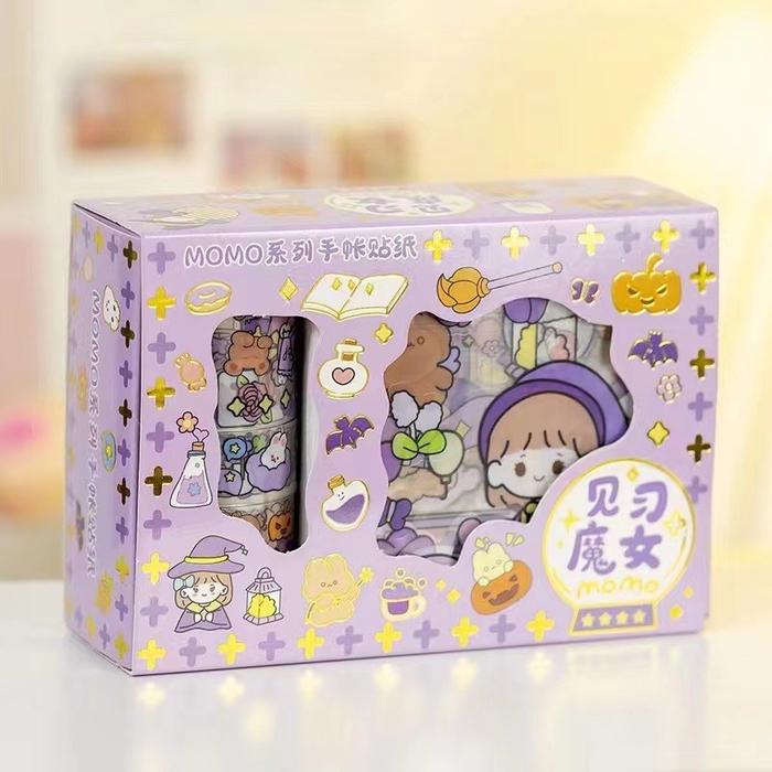 Gambar STICKER BOOK WITH PEN CUTTER stiker buku glitter scrapbook art craft - Momo Small Purp dari Clover Lynn Store undefined Tokopedia