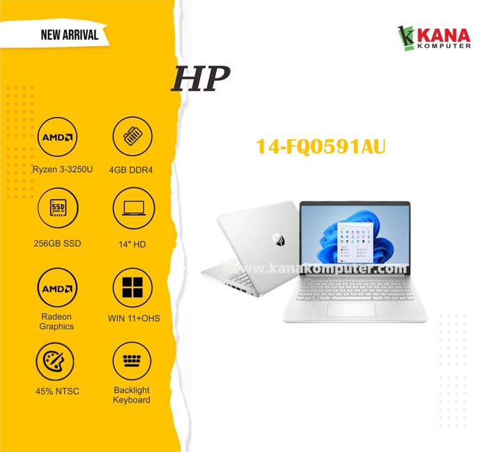 Jual HP 14-FQ0591AU Ryzen 3-3250U/4GB/256SSD/14