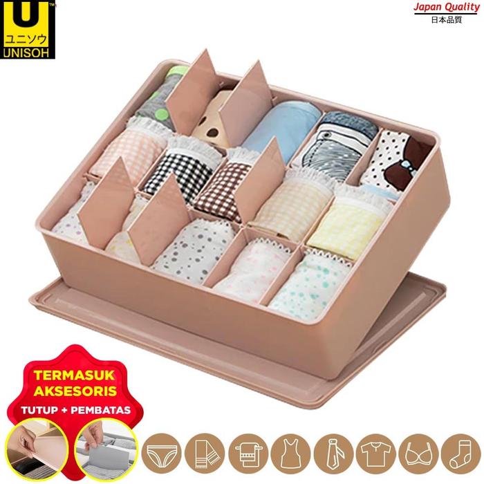 Gambar UNISOH UNDERWEAR STORAGE 15 GRID / TEMPAT SIMPAN CD KAOS KAKI - PINK dari unisoh undefined Tokopedia