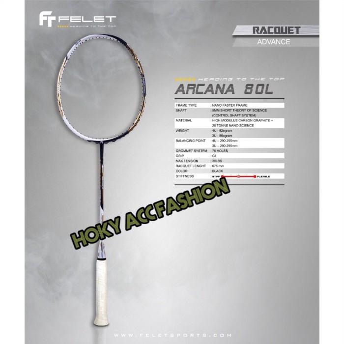 Jual Raket Badminton Felet Arcana 80L - Arcana 80 L Black White ...