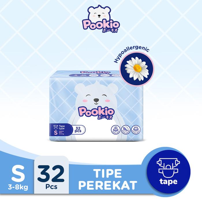 Gambar POOKIO Tape S 32 Pcs Popok Bayi Diaper Anak Perekat S32 (1 Bag) dari Pookio.id undefined Tokopedia