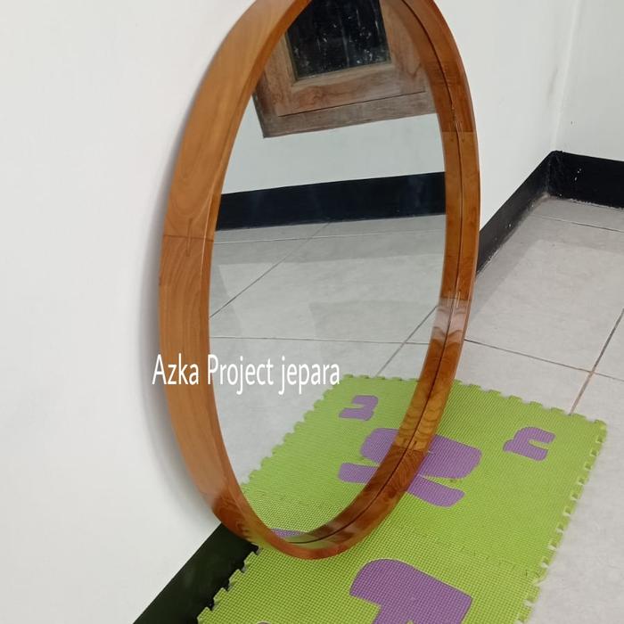Gambar CERMIN BULAT HITAM 80CM / CERMIN DINDING - Natural, 60cm dari AZKA PROJECT JEPARA undefined Tokopedia