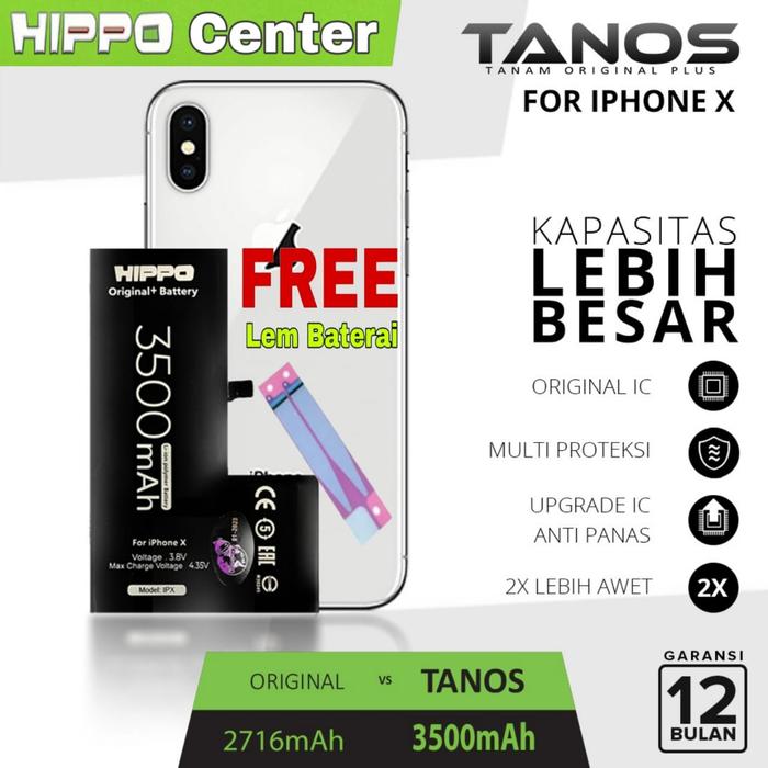 Gambar Hippo Baterai iPhone X Double Power battery hippo iPhoneX - BATERAI dari Hippo Center undefined Tokopedia