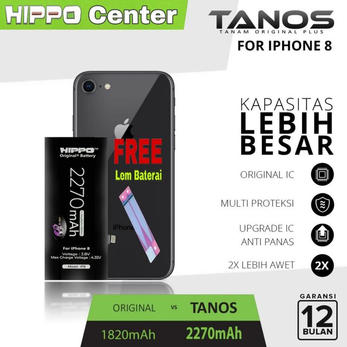 Gambar Hippo Baterai Compatible iPhone 8 Double Power battery hippo iPhone8 - BATERAI dari Hippo Center undefined Tokopedia