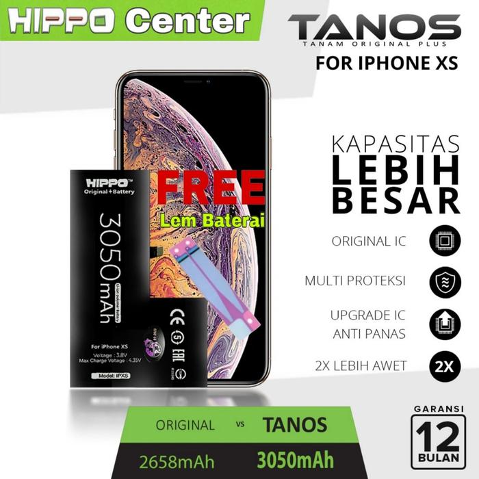 Gambar Hippo Baterai iPhone XS Battery Hippo Tanos iPhone XS Double Power - BATERAI dari Hippo Center undefined Tokopedia
