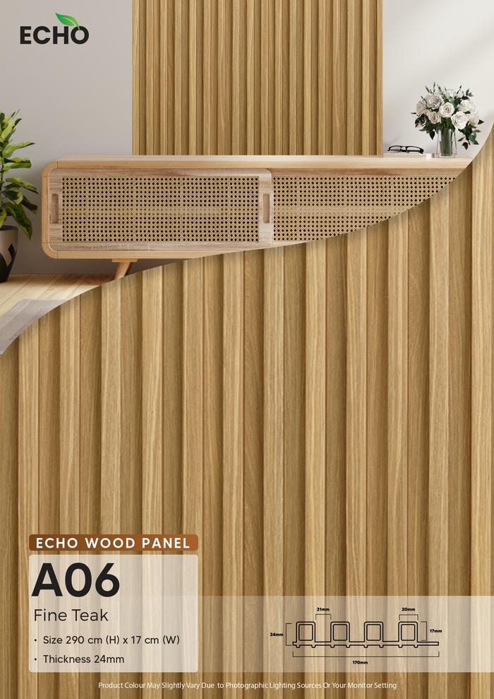Gambar PVC Wood Panel Motif Kayu Salur Minimalis / Wall Panel Kayu ECHO WOOD - A06 dari Unique Carpet Deco Bali undefined Tokopedia