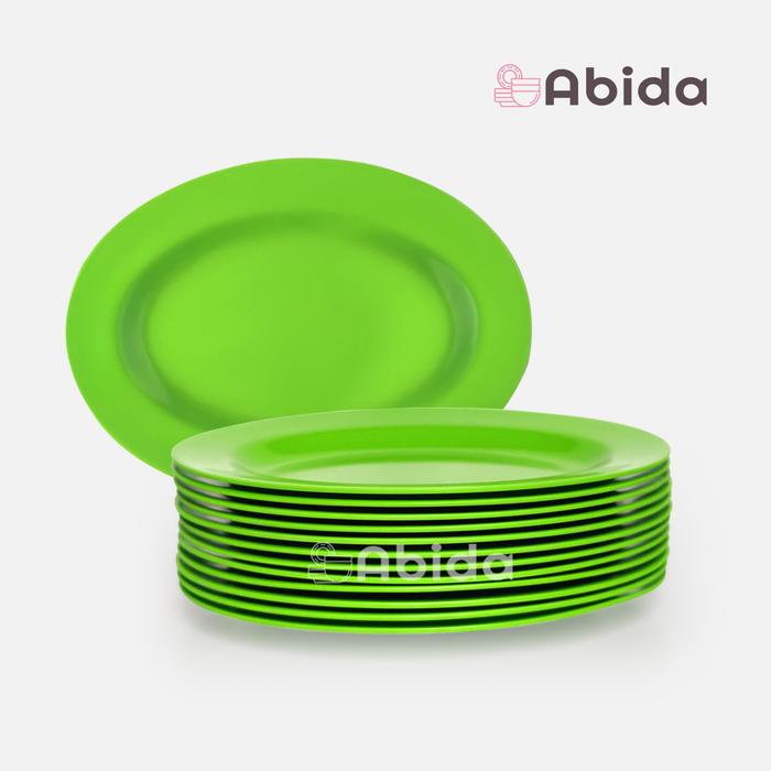 Gambar Abida 1 Lusin Piring Oval Melamin 8 inch - Piring Saji Lusinan - U808 - Hijau muda dari Abida Grosir undefined Tokopedia
