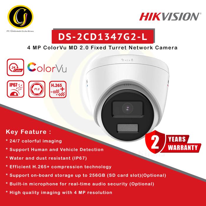 Jual DS-2CD1347G2-L - HIKVISION IP CAMERA 4MP COLORVU TURRET - Jakarta ...