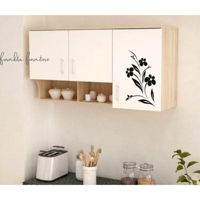 Gambar - KITCHEN SET 3 PINTU ADELIA RAK PIRING GANTUNG Furniture Minimalis [PARBUB] - SONOMA-WHITE dari Furnikita undefined Tokopedia