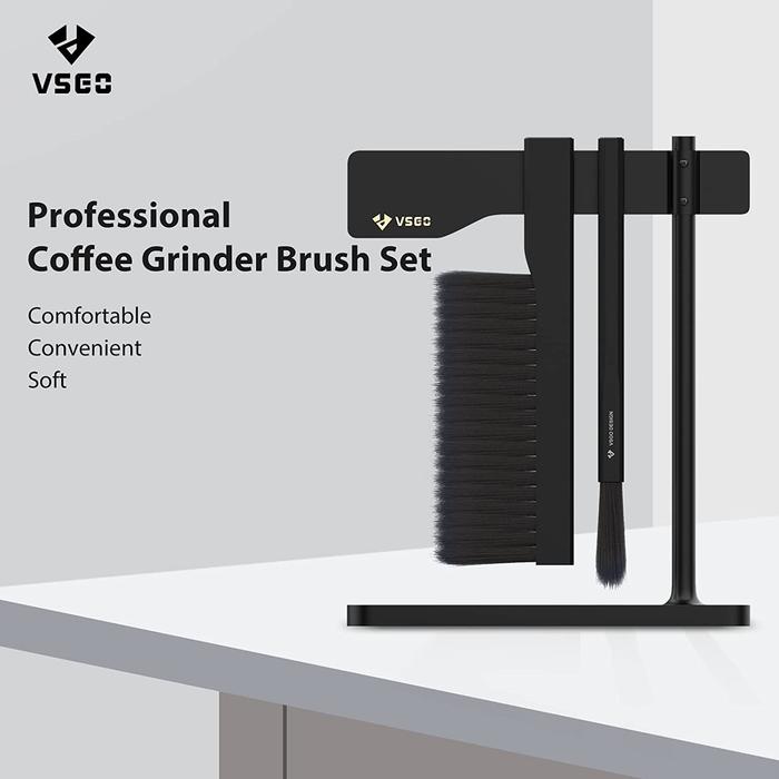VSGO Magnetic Coffee Grinder Brush Set - Barista Cleaning Kit With Storage Rack For Espresso Tools