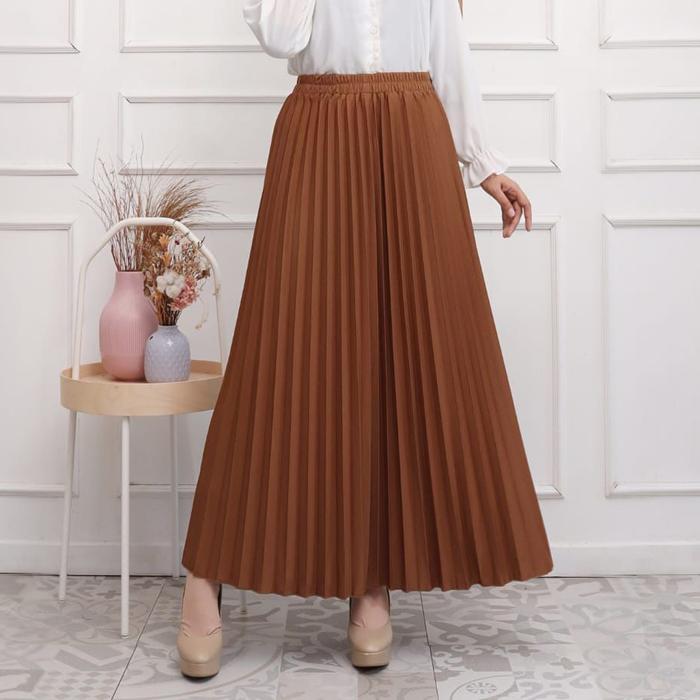 Gambar Ahlami- Yuri Skirt Rok Plisket Premium Rok Formal - BROWN dari ahlami undefined Tokopedia