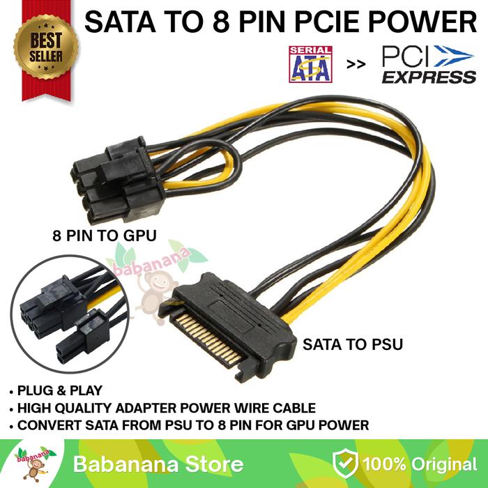 Gambar Kabel sata to 8 pin pcie konverter gpu vga mining cable adapter power dari babanana store undefined Tokopedia