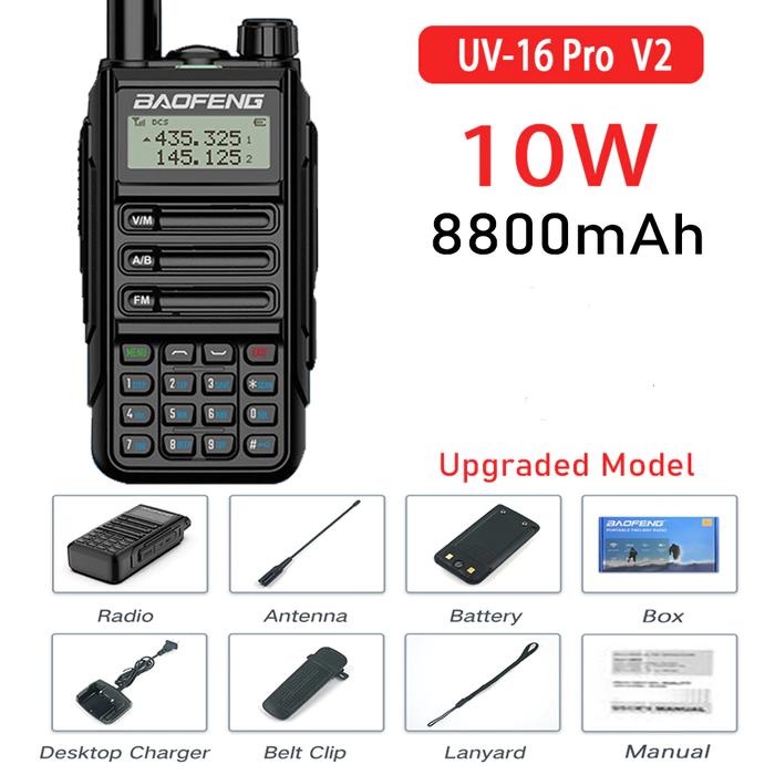 Gambar HT BF UV-16 PRO Waterproof Walkie Talkie Power 10W 8800 mAh Dual Band - Hitam dari lilyana99 undefined Tokopedia