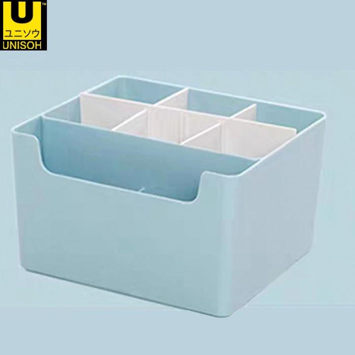 Gambar UNISOH Storage Box Dekstop Kosmetik Aksesoris Dll - BLUE dari unisoh undefined Tokopedia