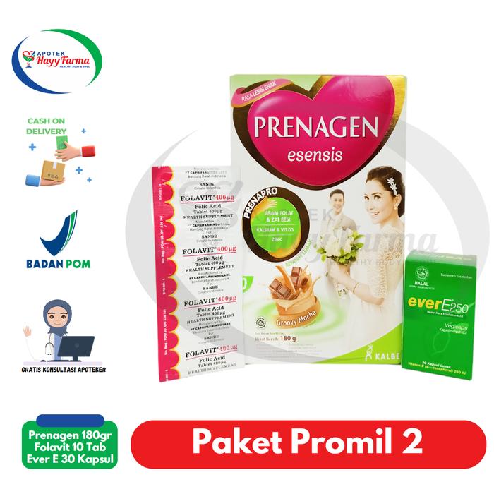 Gambar Paket Promil 2 | prenagen esensis|ever-e30 |folavit dari Apotek Hayy Farma undefined Tokopedia