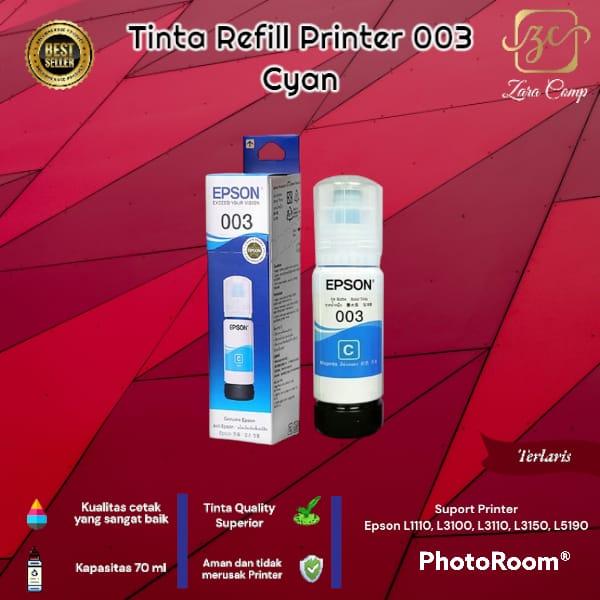 Gambar TINTA REFFIL PRINTER 003 PREMIUM VARIAN WARNA - Biru dari ZARA COMP undefined Tokopedia