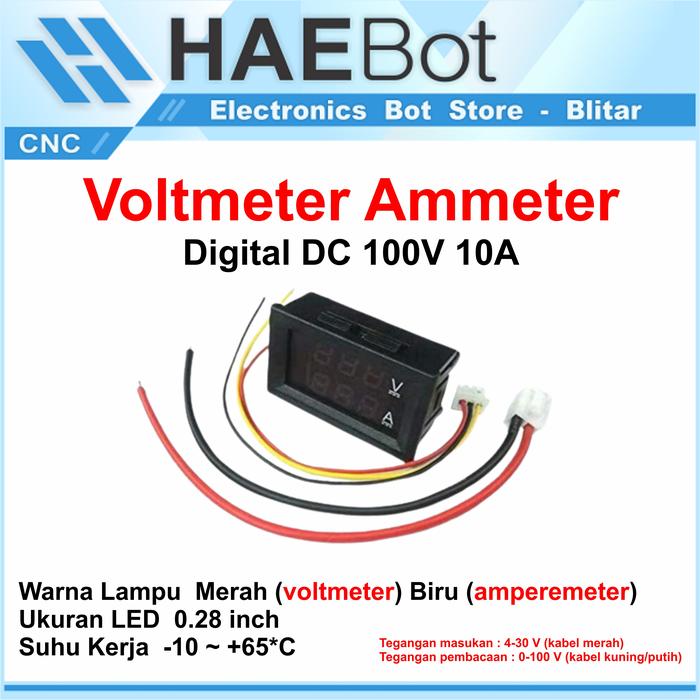 Gambar [EBS] Voltmeter Ammeter Amperemeter Digital DC 100V 10A 0 28 inch Watt dari HAEBOT - Solusi Kebutuhan CNC undefined Tokopedia
