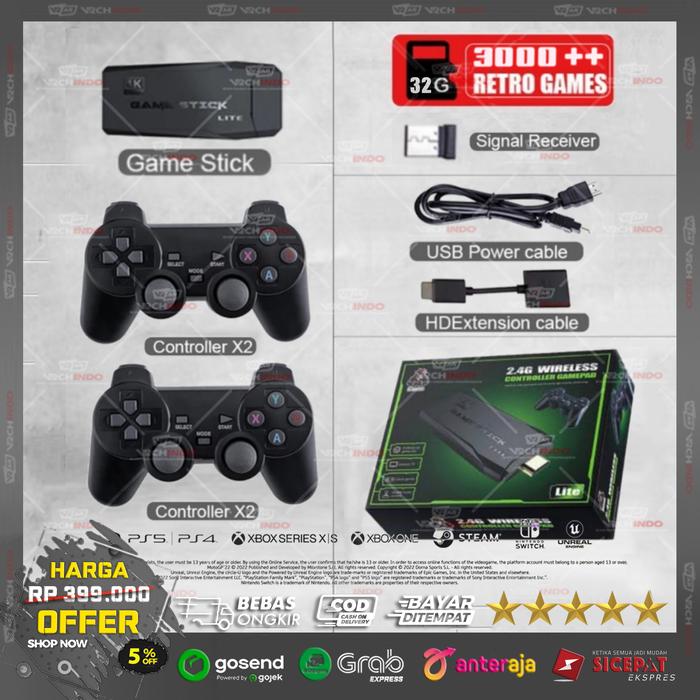 Gambar Mini Console Box Retro Game Stick 4K with SD Card 32GB TV Video Game ! - Game Stick 4K dari PT. VRCHINDO Digital Solution undefined Tokopedia