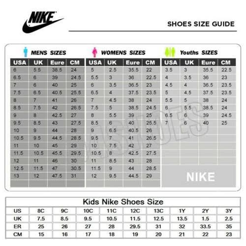 nike asuna size chart