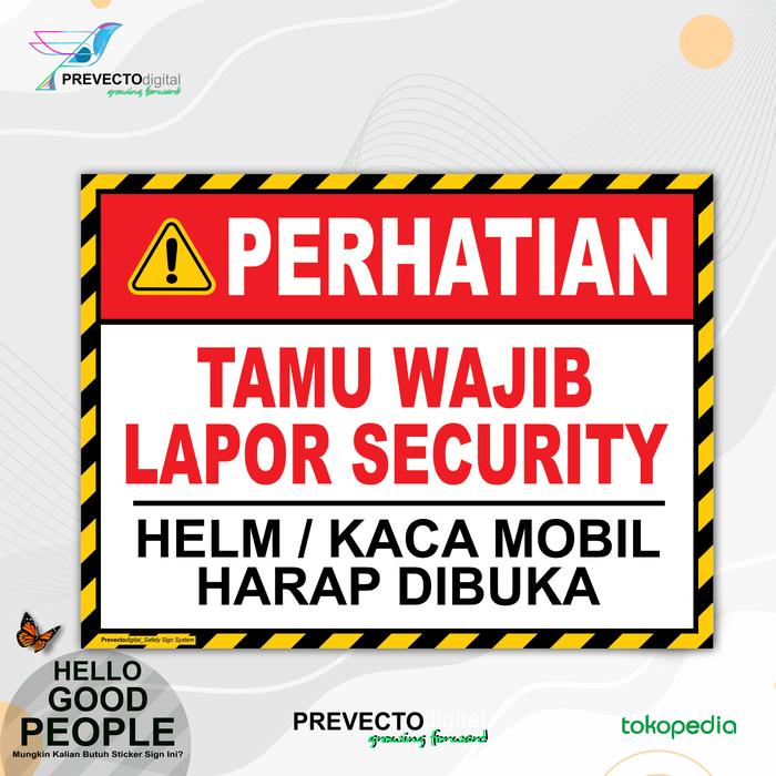 Gambar Sticker Safety Sign K3 Rambu Tamu Wajib Lapor Security - Design#1, 20x15cm dari prevecto digital undefined Tokopedia