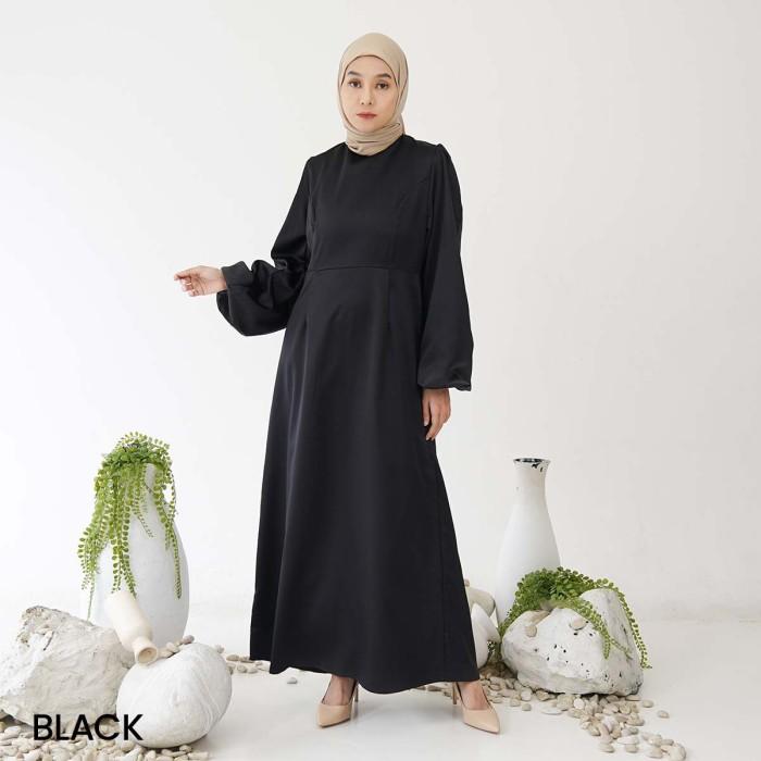 Gambar Gaun Satin Zalwa Premium - Black dari TOPP SELLER undefined Tokopedia