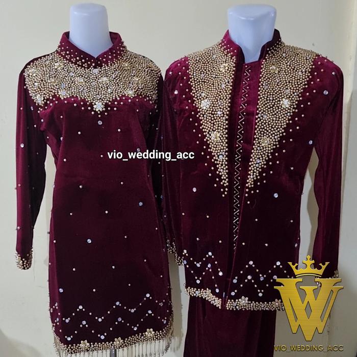 Gambar baju pengantin bludru full.payet - Maron.AH dari VIO WEDDING ACC undefined Tokopedia