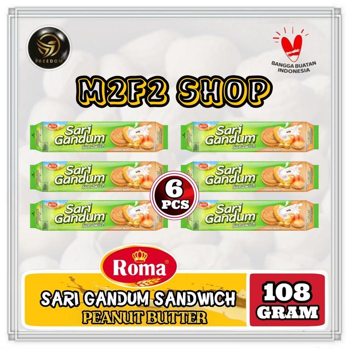 Gambar Roma Biskuit Sari Gandum Sandwich Peanut Butter - 115 gr (Harga Pack) dari M2F2 Shop - Paseban undefined Tokopedia