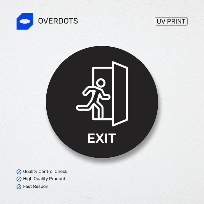 Gambar Tulisan Exit / Keluar Sign Board Tempel Akrilik Print UV - Bulat Hitam, 10 x 10 cm dari guratint undefined Tokopedia